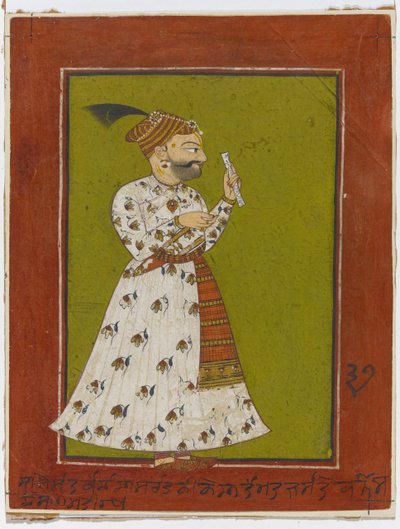 Porträt von Raja Ajmer Chand von Kahlur, ca. 1730 von Indian School